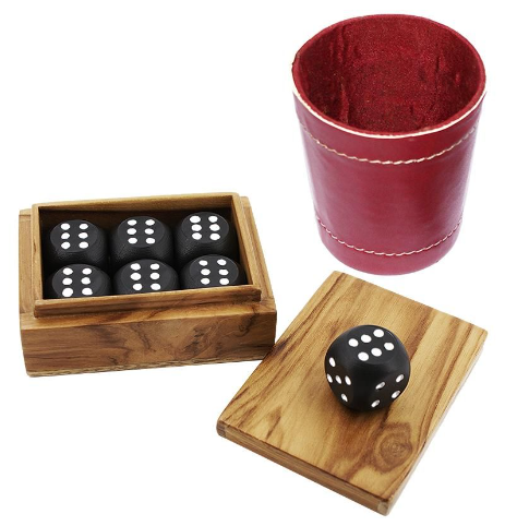 Problema - Teak Wood Box and Leather Dice Cup – Stevens Magic Emporium