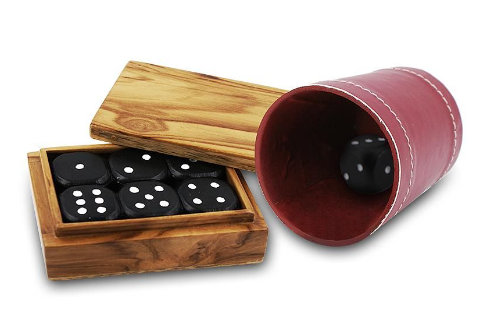 Problema - Teak Wood Box and Leather Dice Cup – Stevens Magic Emporium
